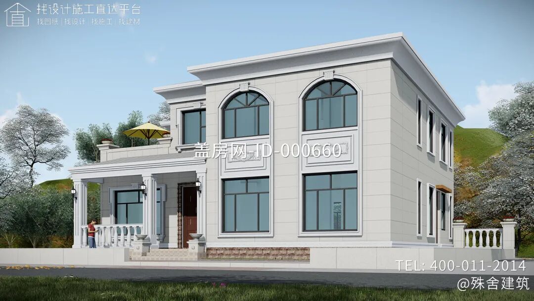 【设计师案例】土建参考造价63万，面宽14.3m×进深12.6m广东河源二层欧式别墅-33