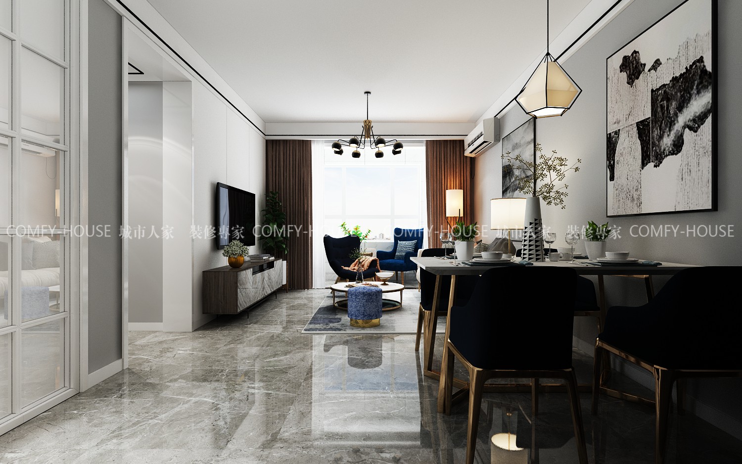 中新国际城 95 平现代简约婚房设计-9