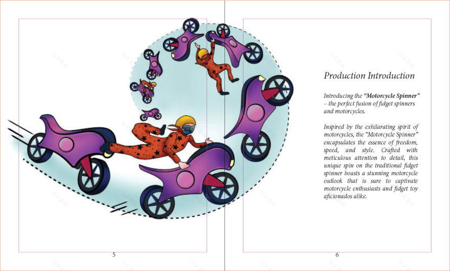 “Motorcycle Spinner”指尖陀螺玩具插画及手册设计丨Catie Doa-6