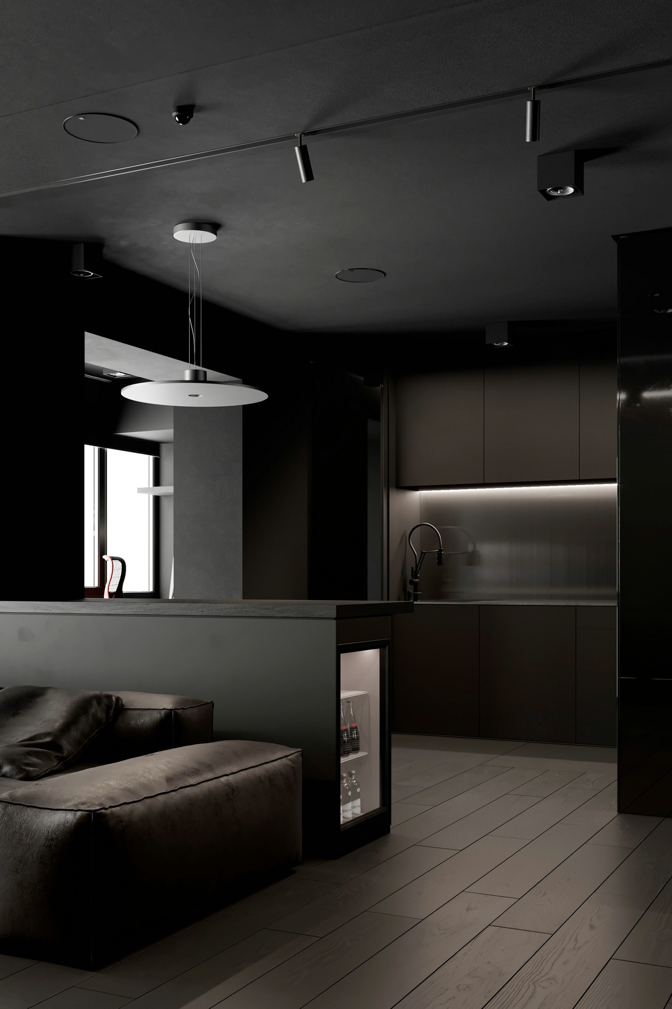 高级黑+工业风,帅气而个性的生活居所-14