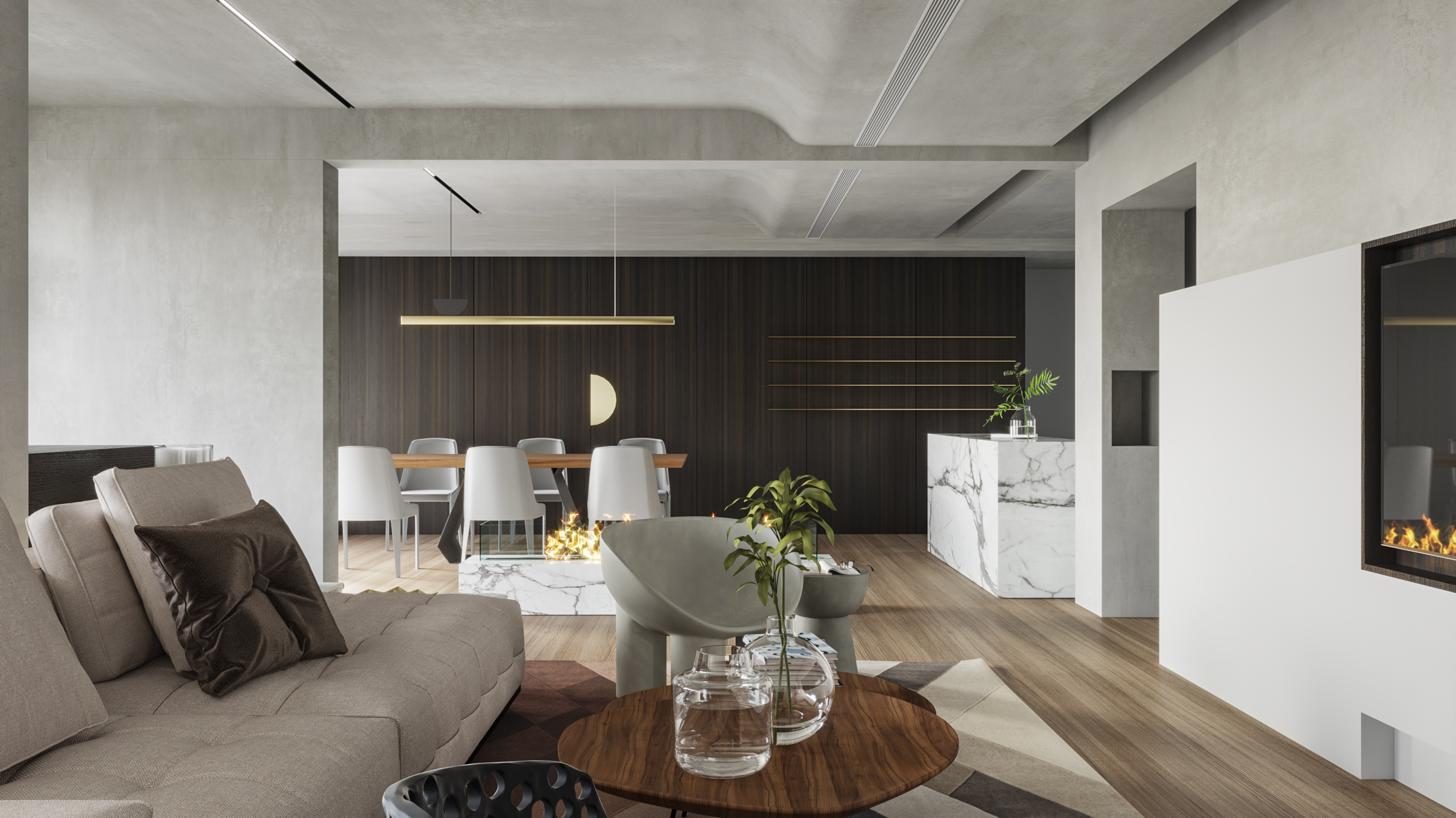 现代侘寂轻奢客厅设计-13