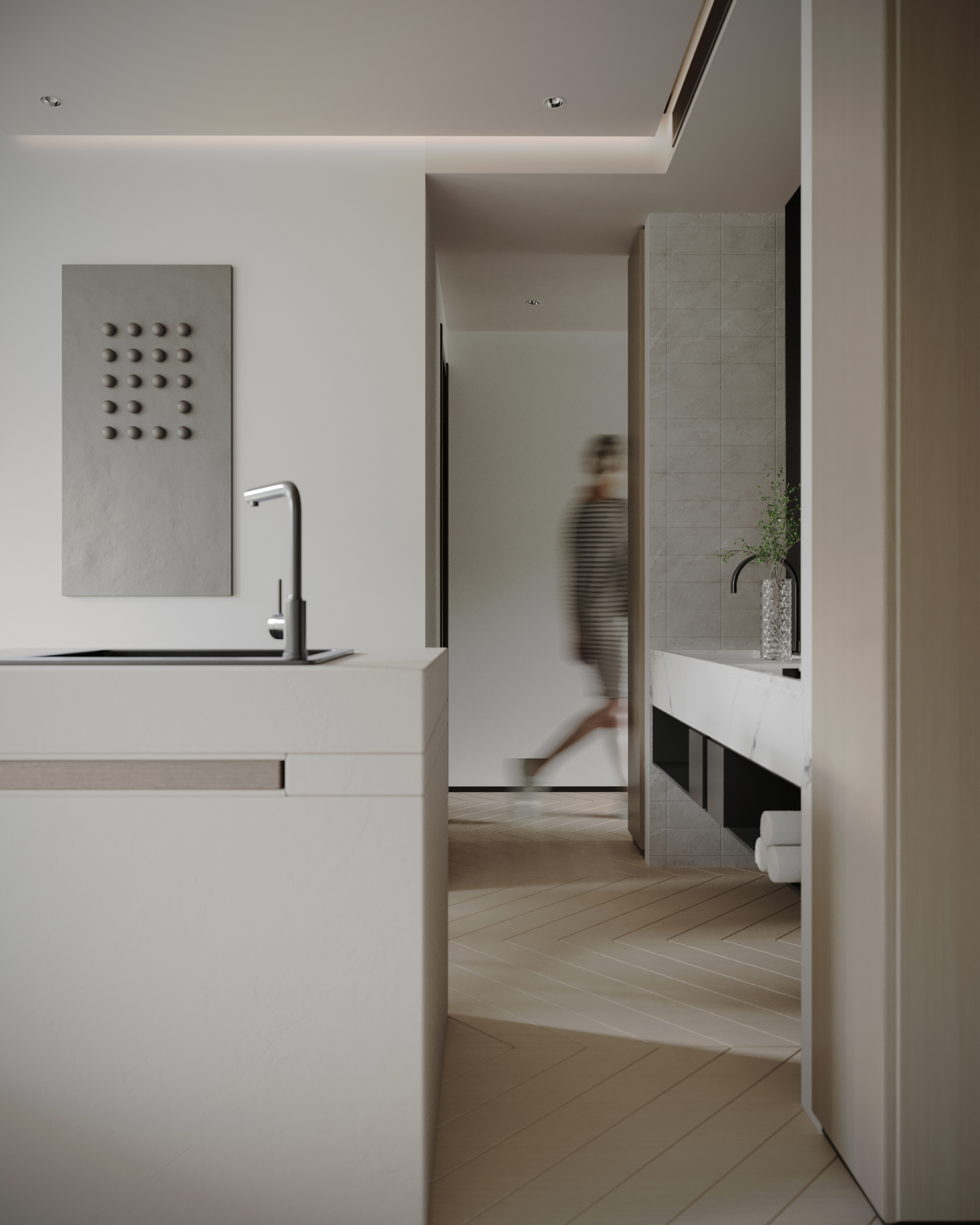 弧丨光影 动线交互空间下的自然诧寂-7