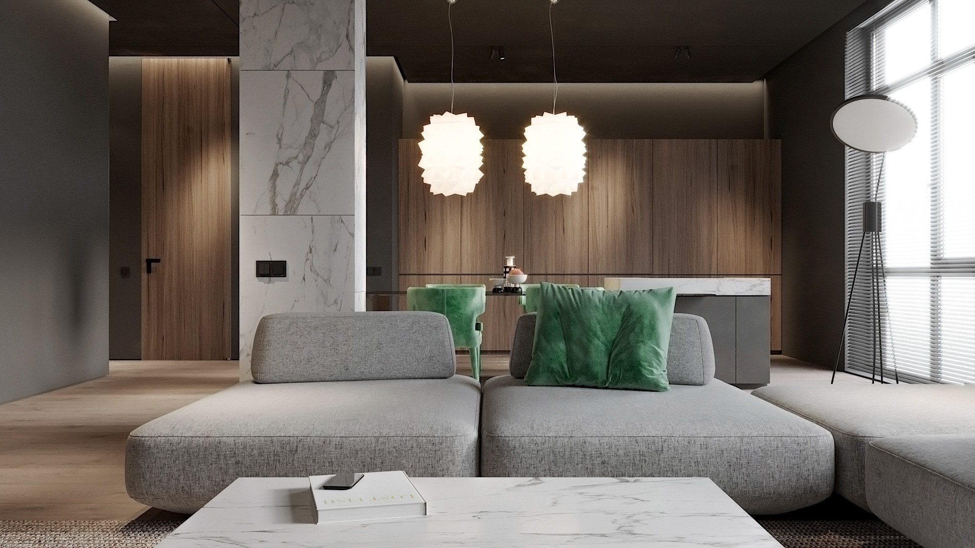 高级灰与绿色 精致时尚，打造舒适自然的私享空间-2