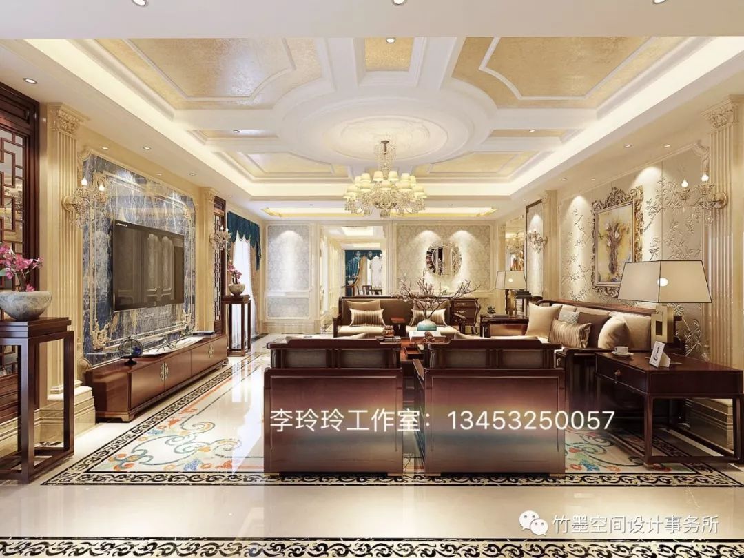 欧式浪漫融入中式韵律,350m²大平层设计-6