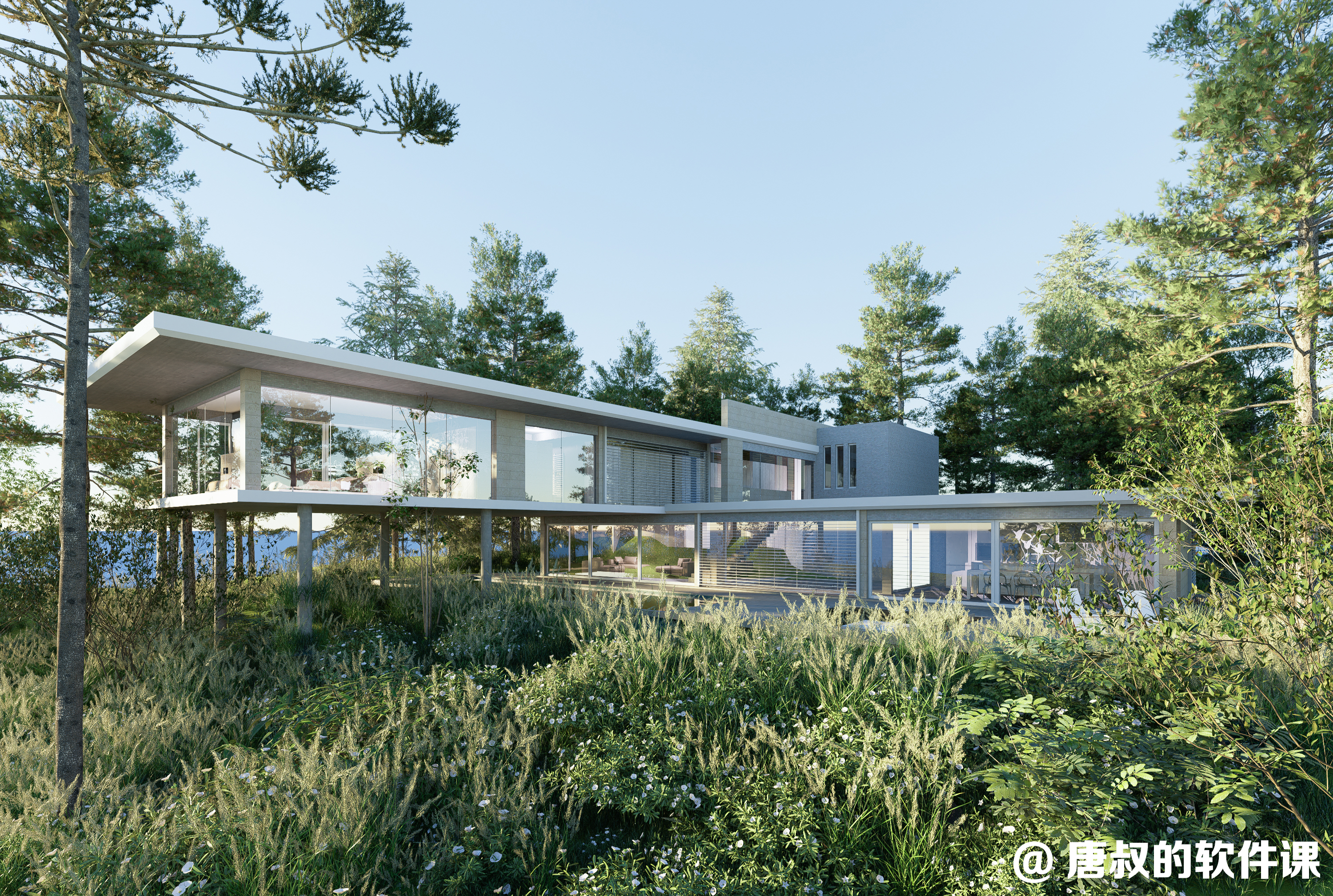 山地别墅—写实渲染效果图-4