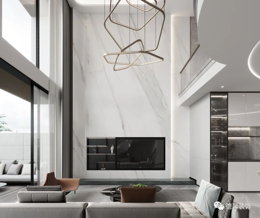 灵动弧线诠释现代艺术美感·云峰原著 425㎡联排别墅设计丨德馨装饰-19