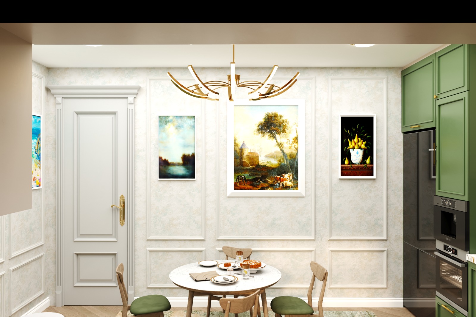 Modern Green & Cream Kitchen Interior Design-4