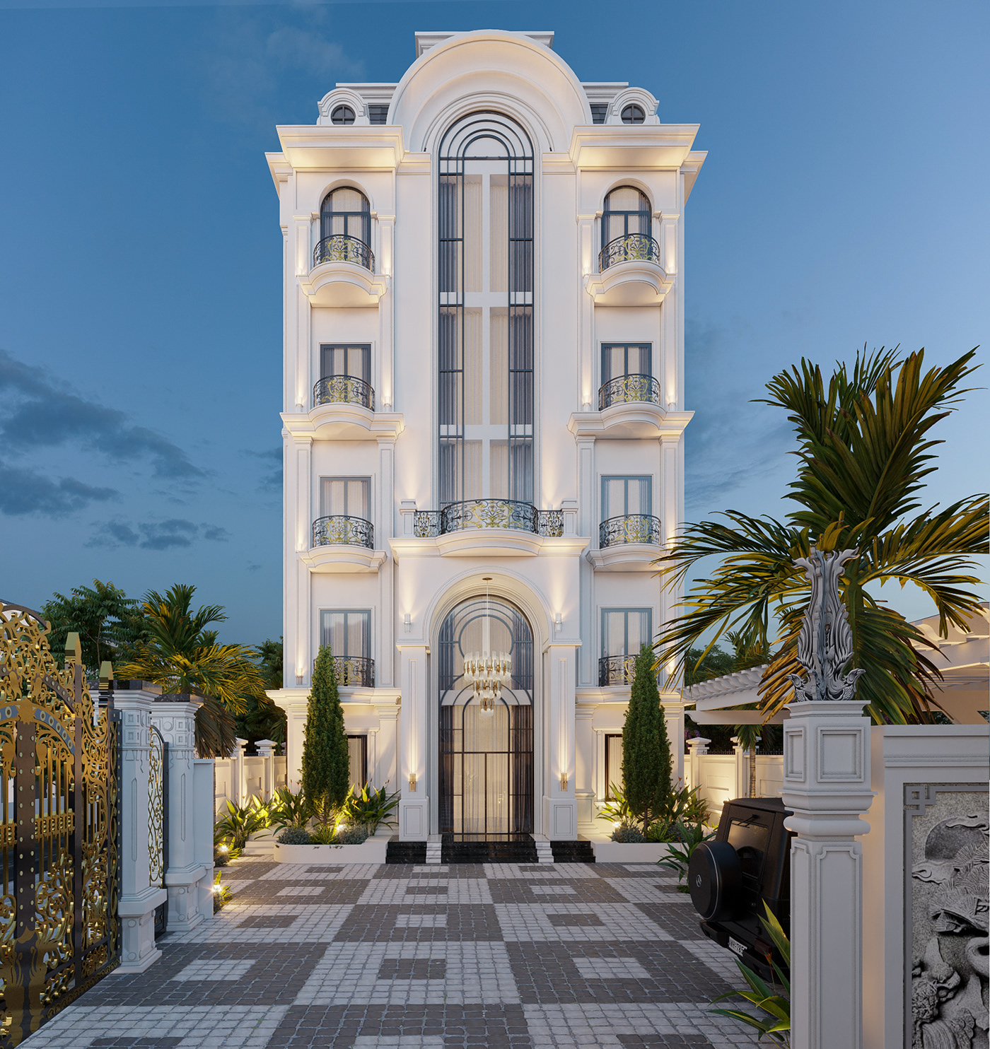 7525. Free Sketchup Neoclassical Villa Exterior Model-1