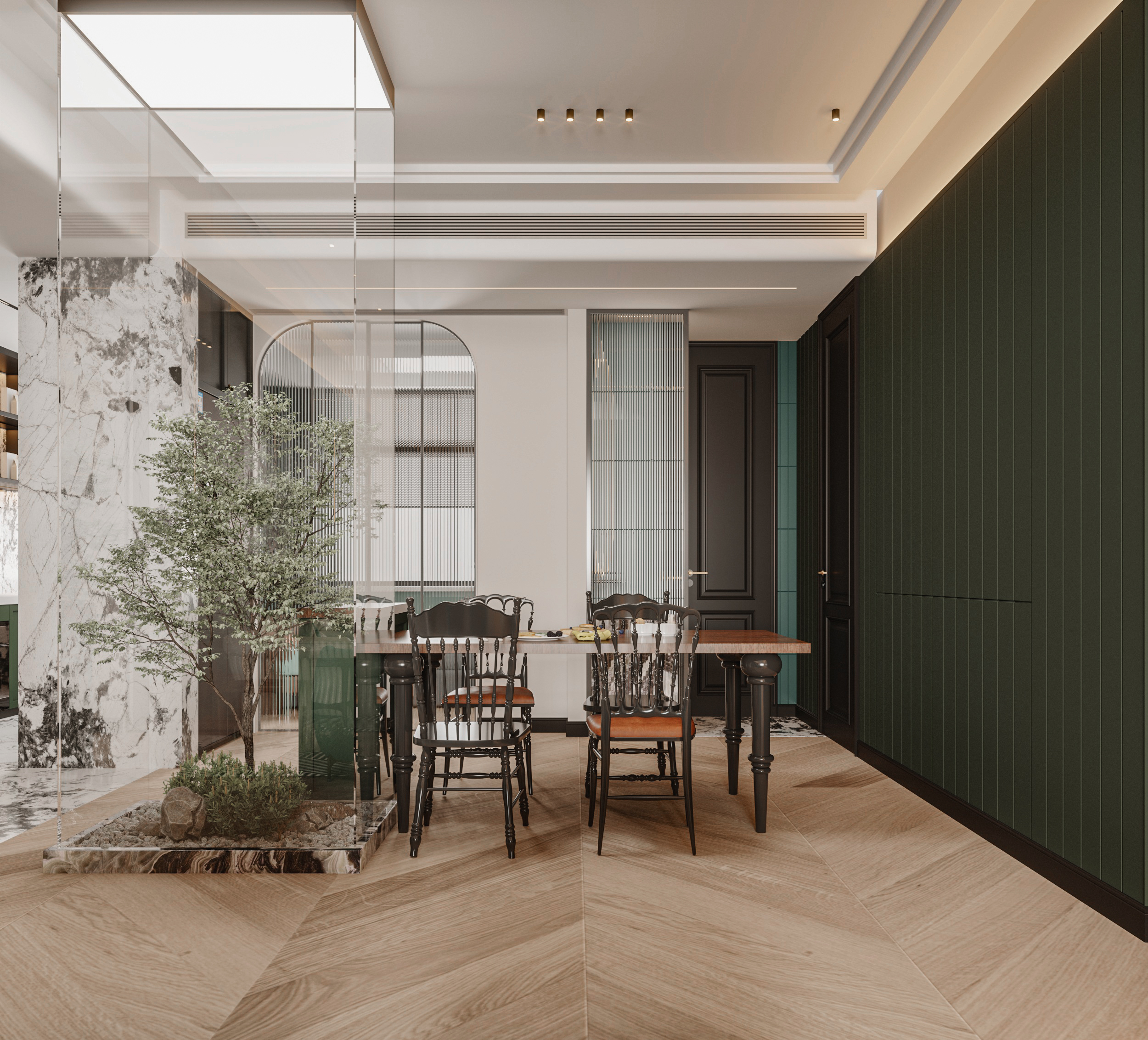 复古绿色系文艺轻奢格调家居设计-15