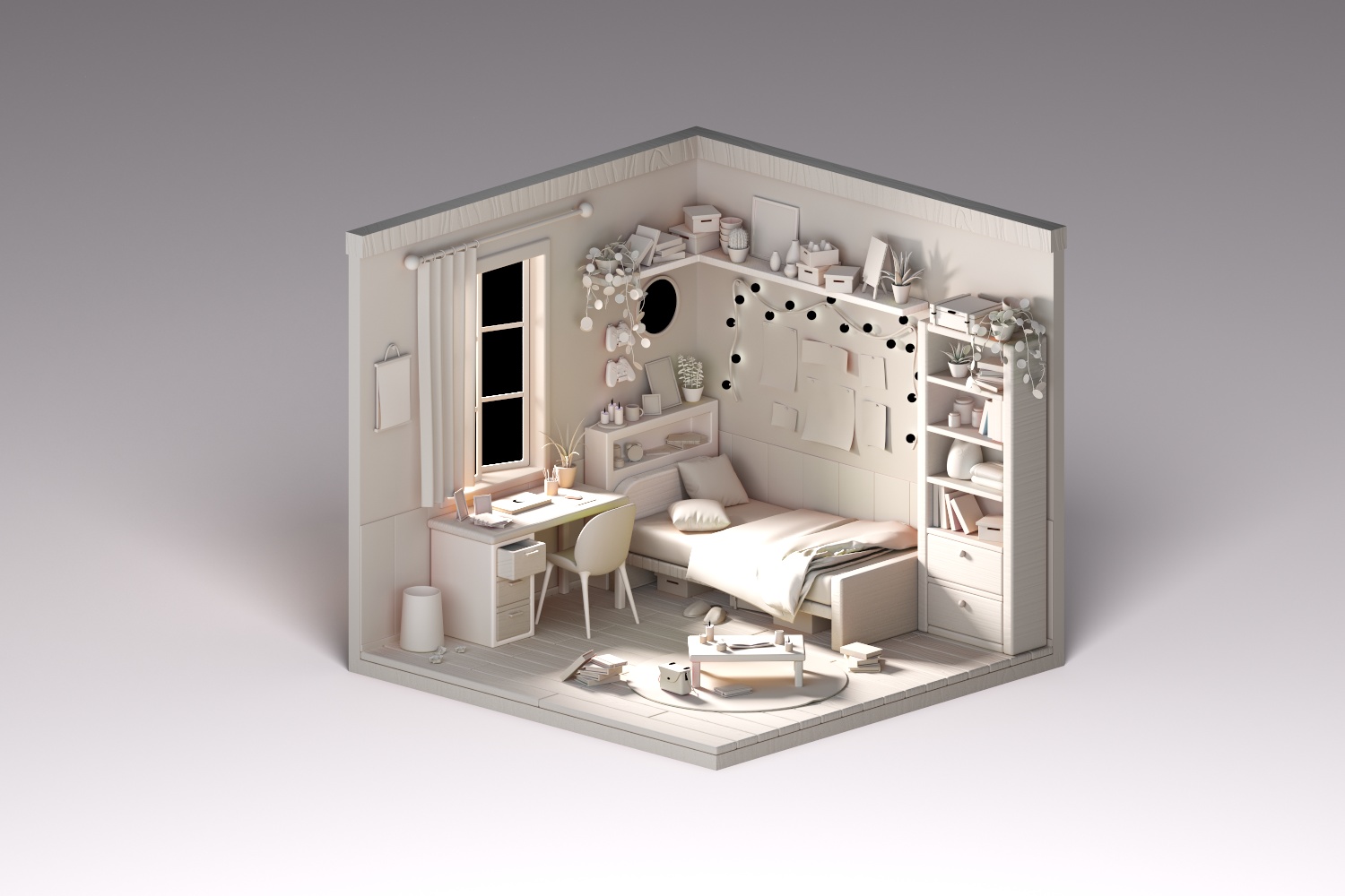 3d Isometric bedroom-1