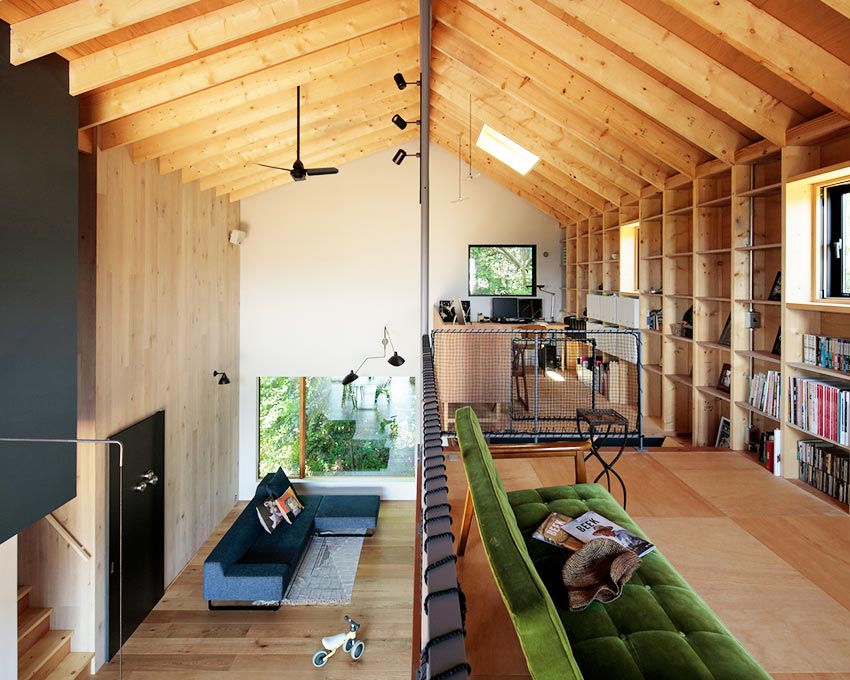 挑高日光森林木屋！日本75.9㎡小家庭原木宅-3