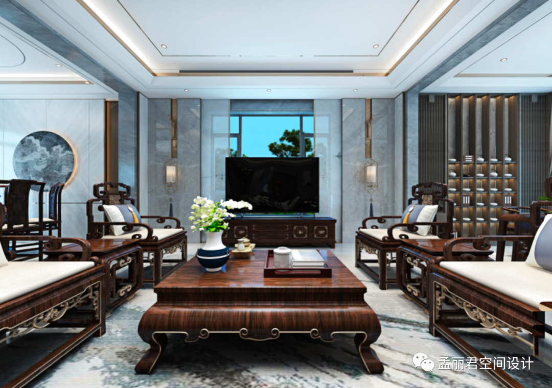 绿城玫瑰园别墅 · 中式轻奢的诗意生活丨中国淄博丨孟丽君空间设计-9