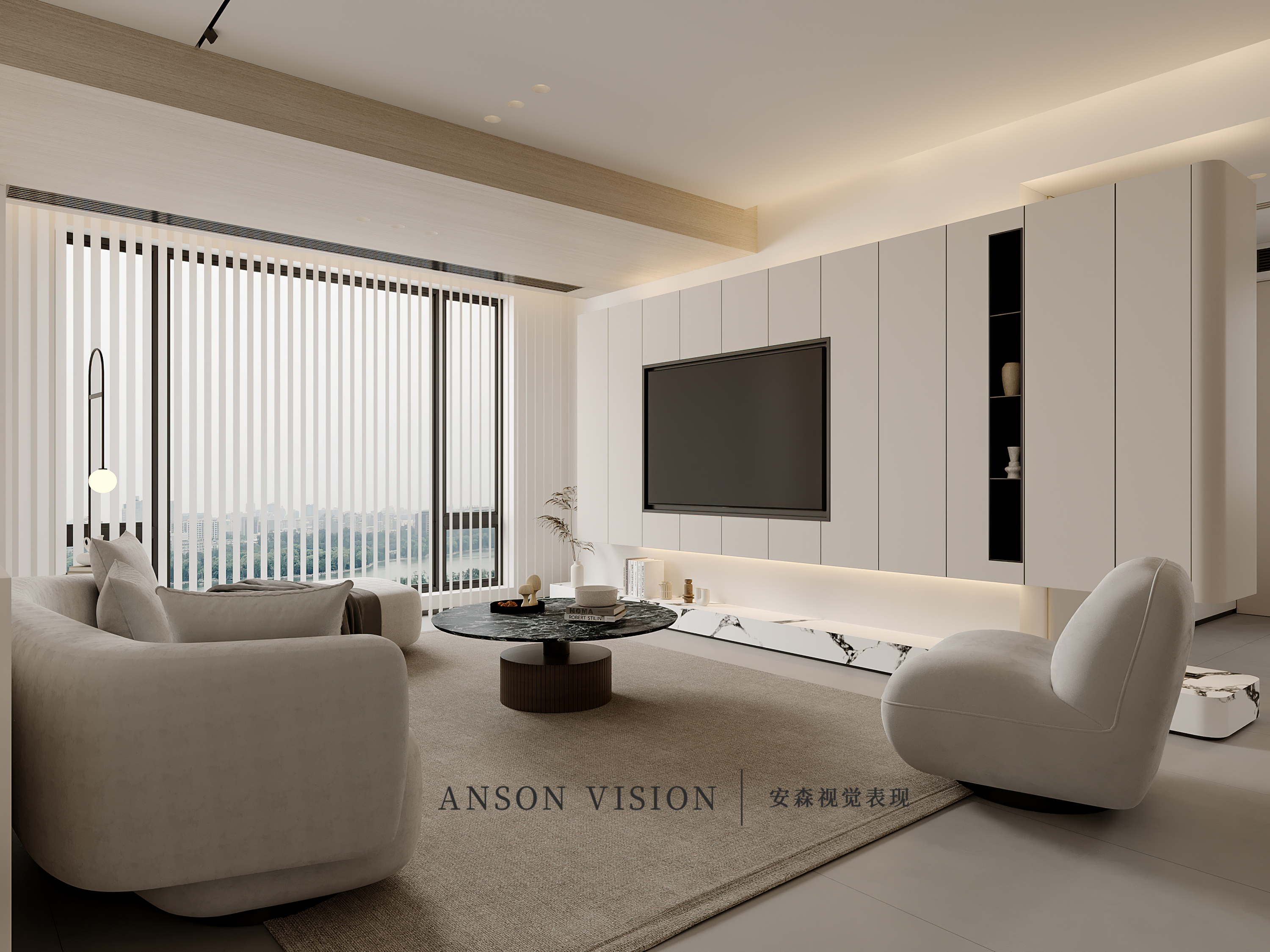 璞 现代奶油温柔风家装表现丨Ansonvision·蒙头睡-5