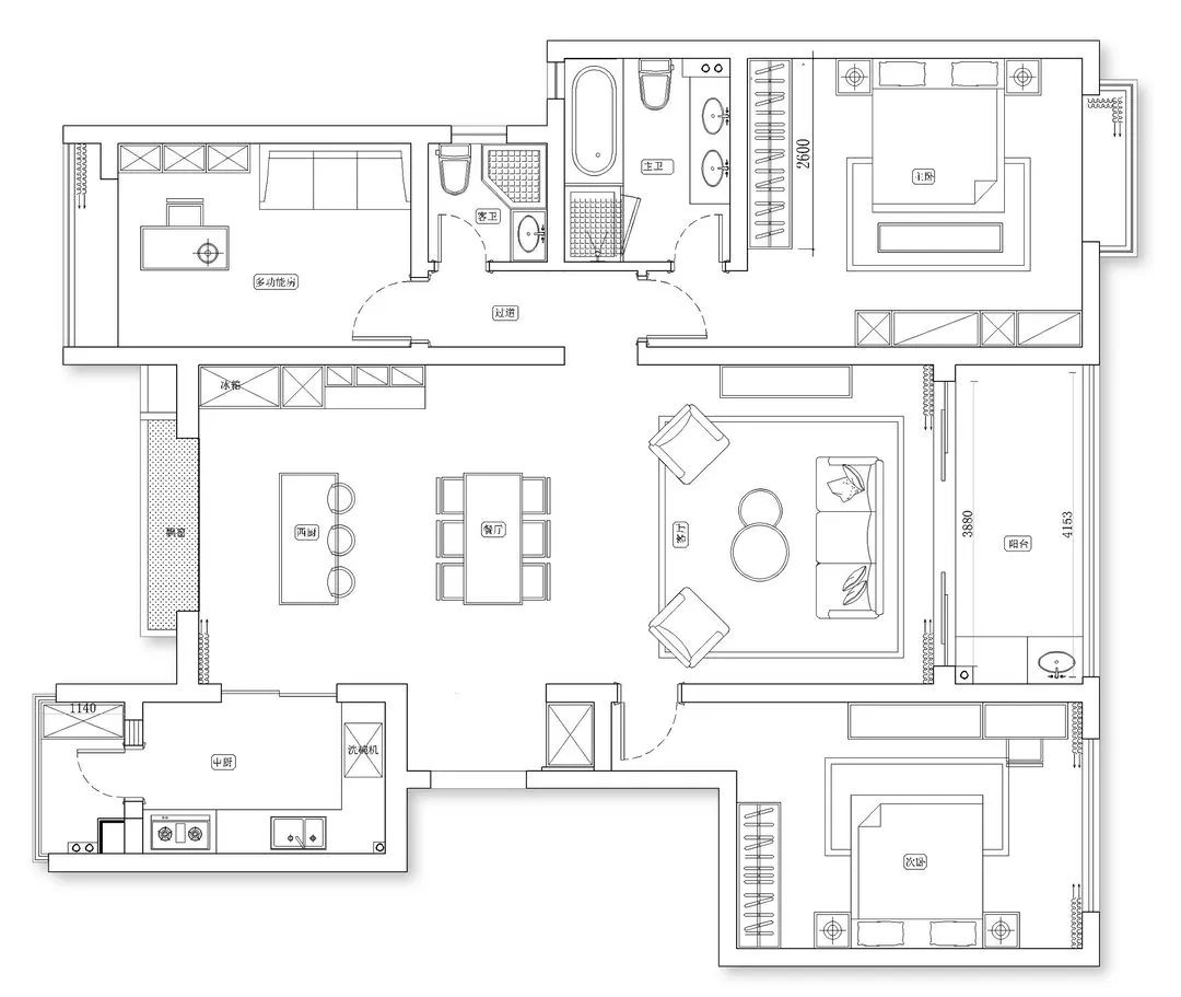 160㎡三口之家的轻奢生活  亦帆装饰设计-9