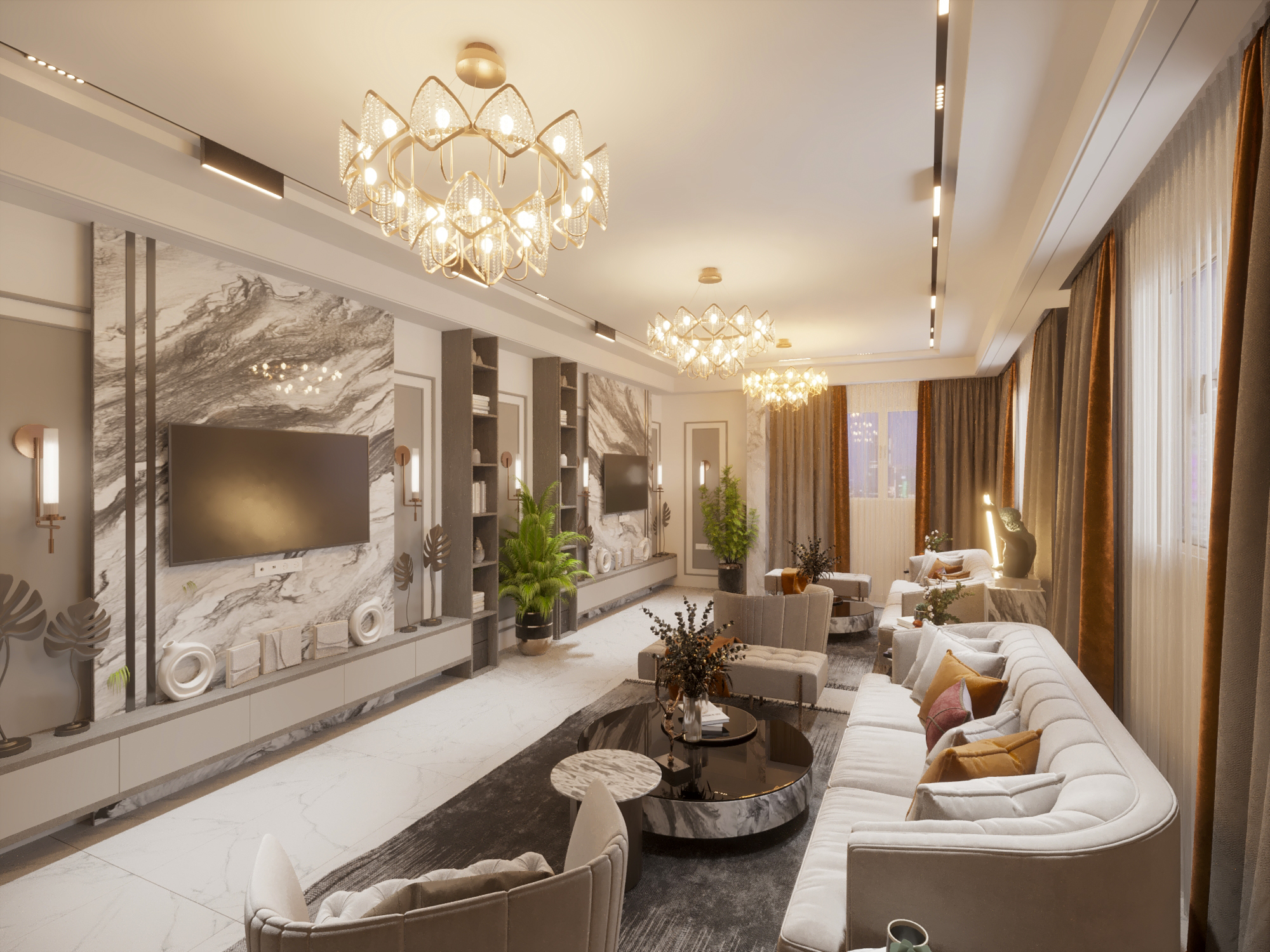 Neo Classic Man Living Room Villa 180 Meter-1