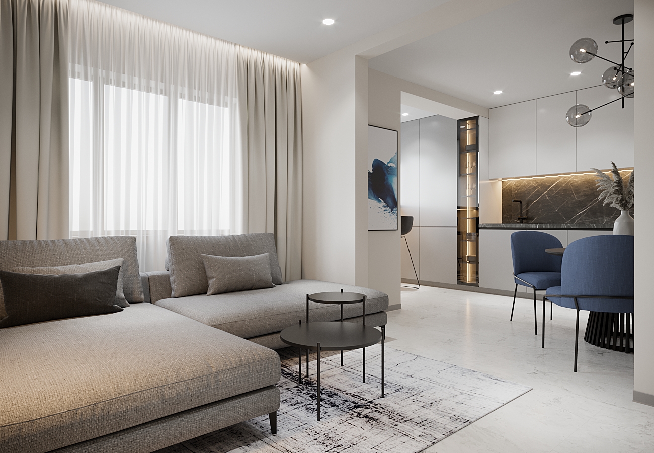 Small cozy apartment with indigo color-9