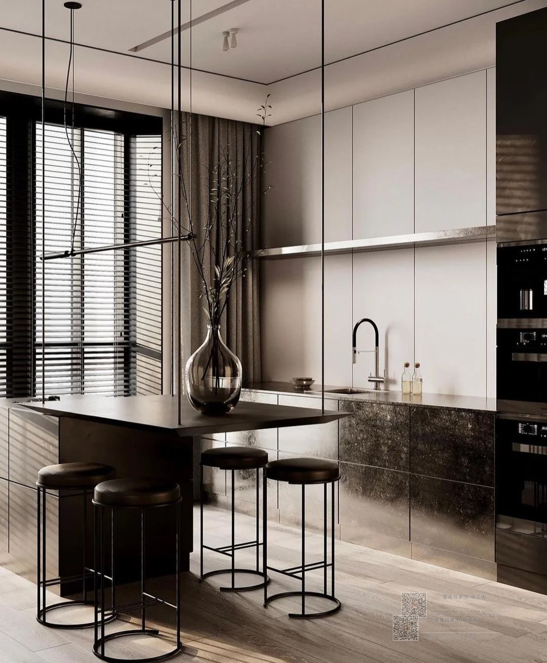 现代黑白灰极简主义空间设计-11