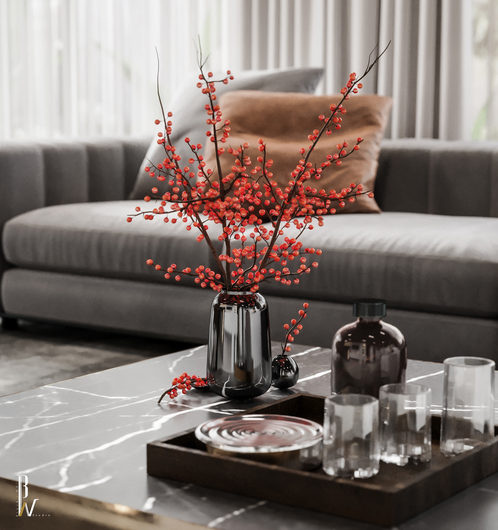 现代多功能区域设计丨阿联酋丨Black N White-16