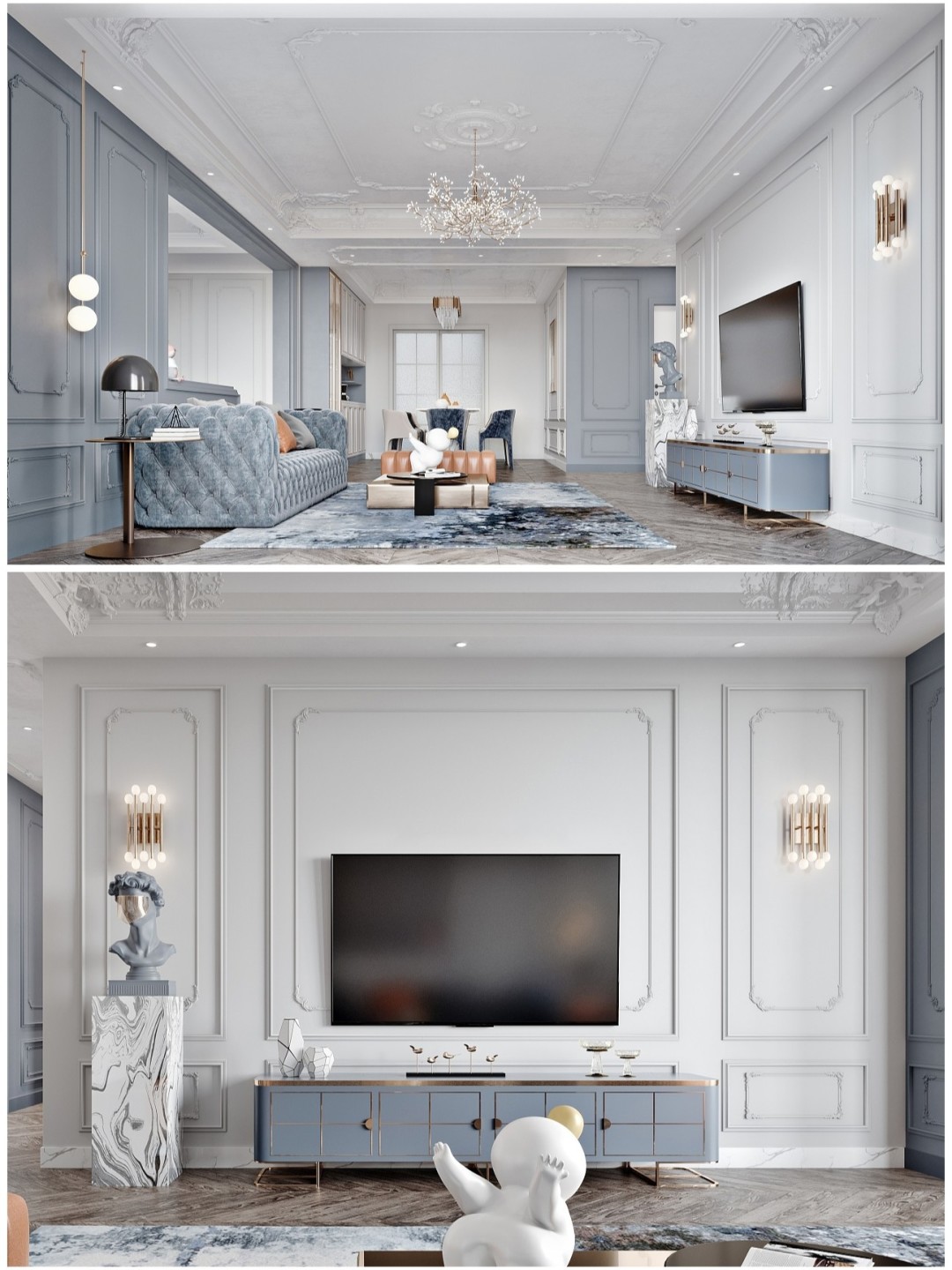 220㎡迷雾蓝法式轻奢自带优雅气质-0