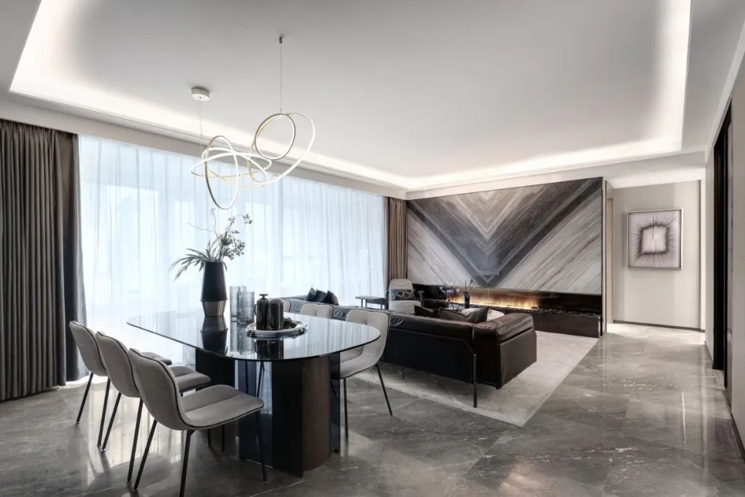 烟台万科翡翠长安样板间 | 抹茶色遇见黑灰色，简约至美-70