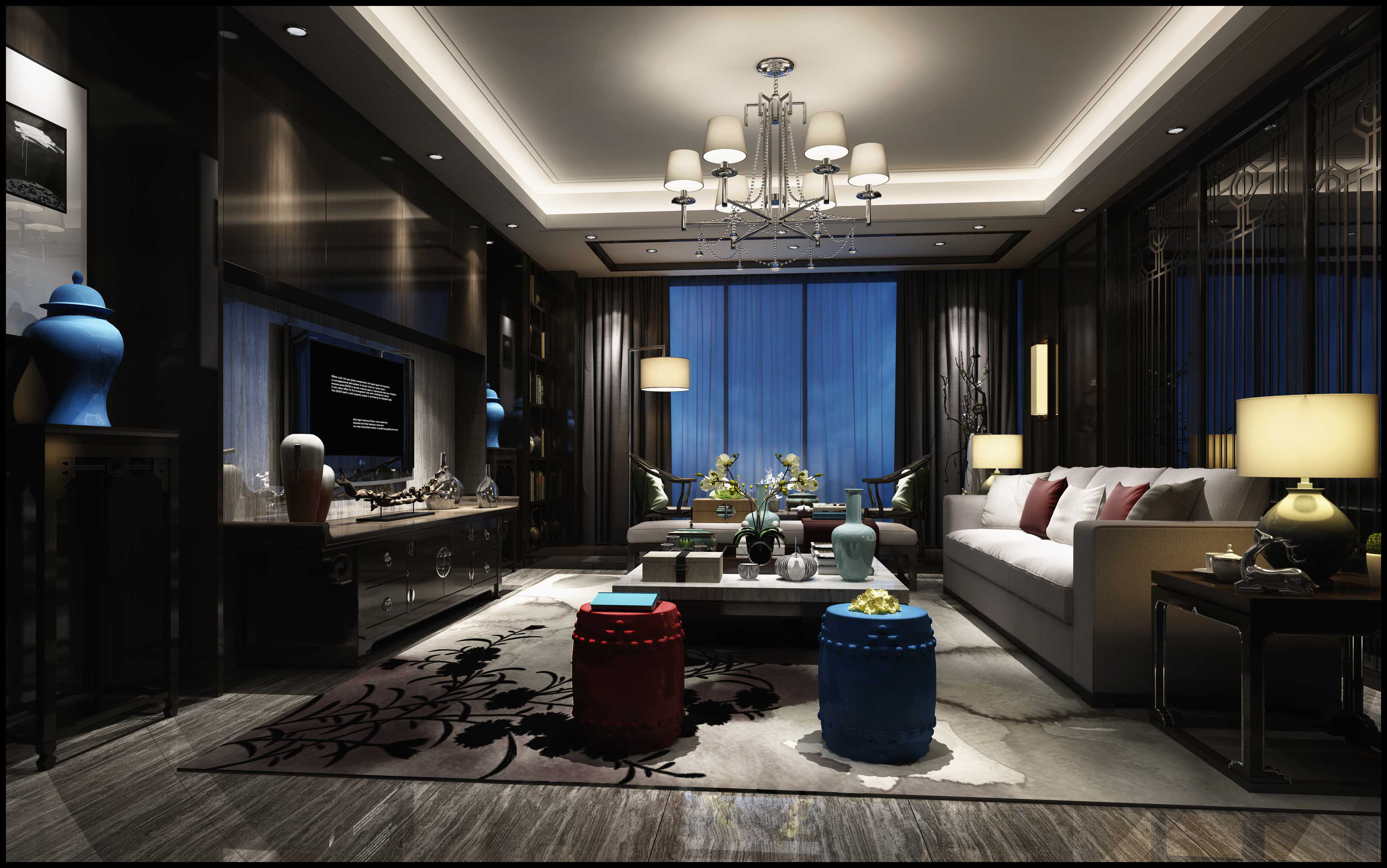 新中式 中式古典 奢华家装别墅样板房-13-25