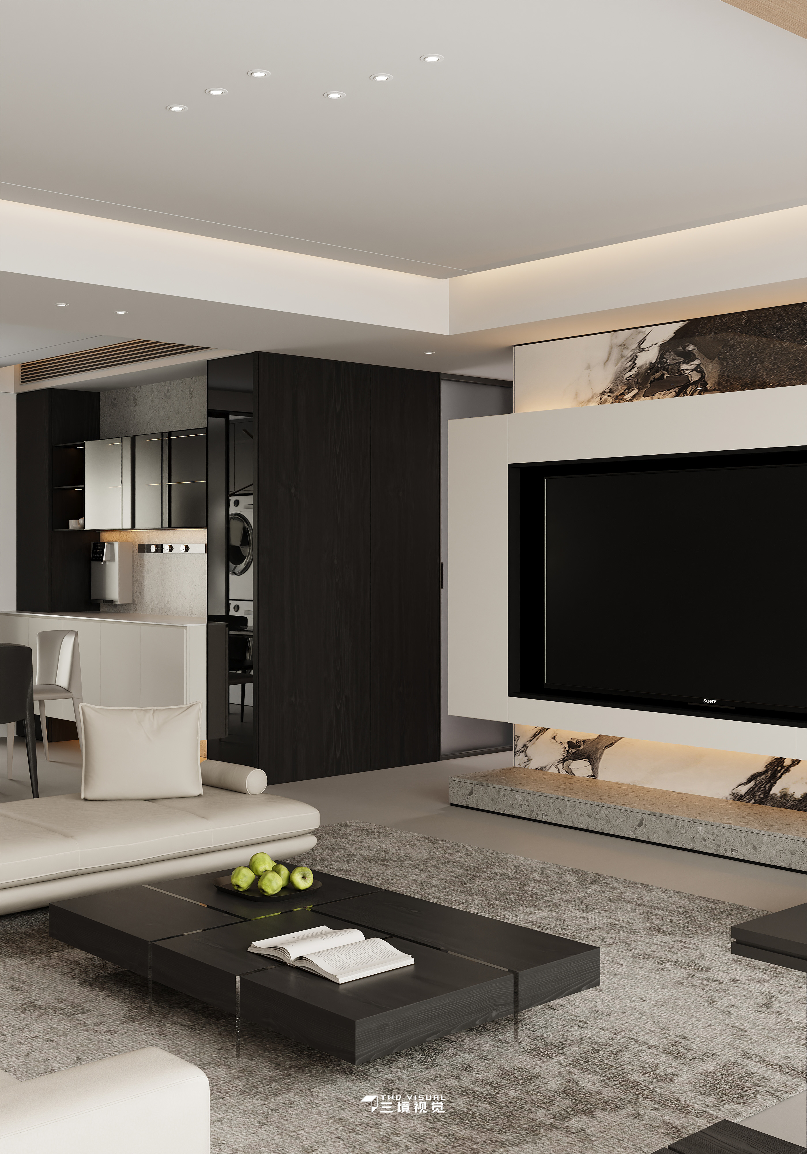 住宅-现代风客厅卧室设计-4