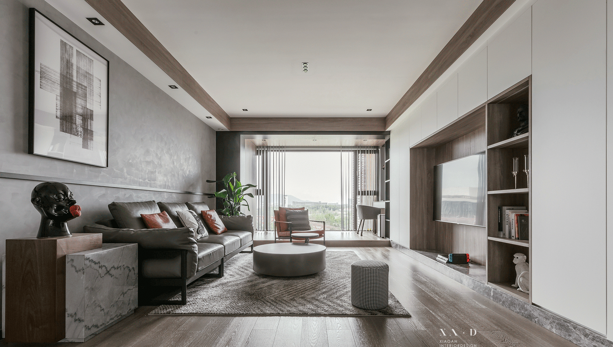 光影交织，打造高级灰黑木空间-0