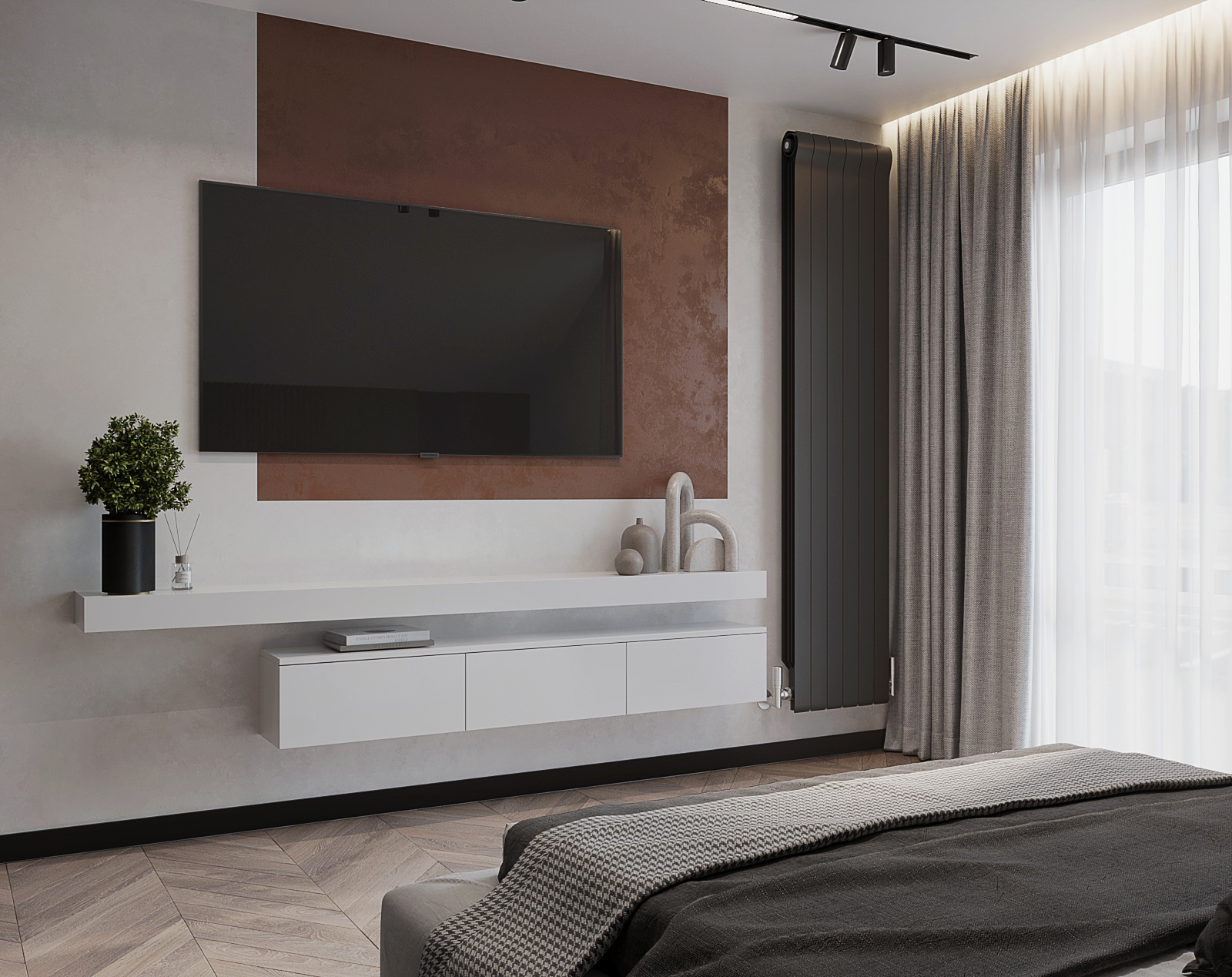 Bedroom with bathroom. Minimalist and comfortable.-1