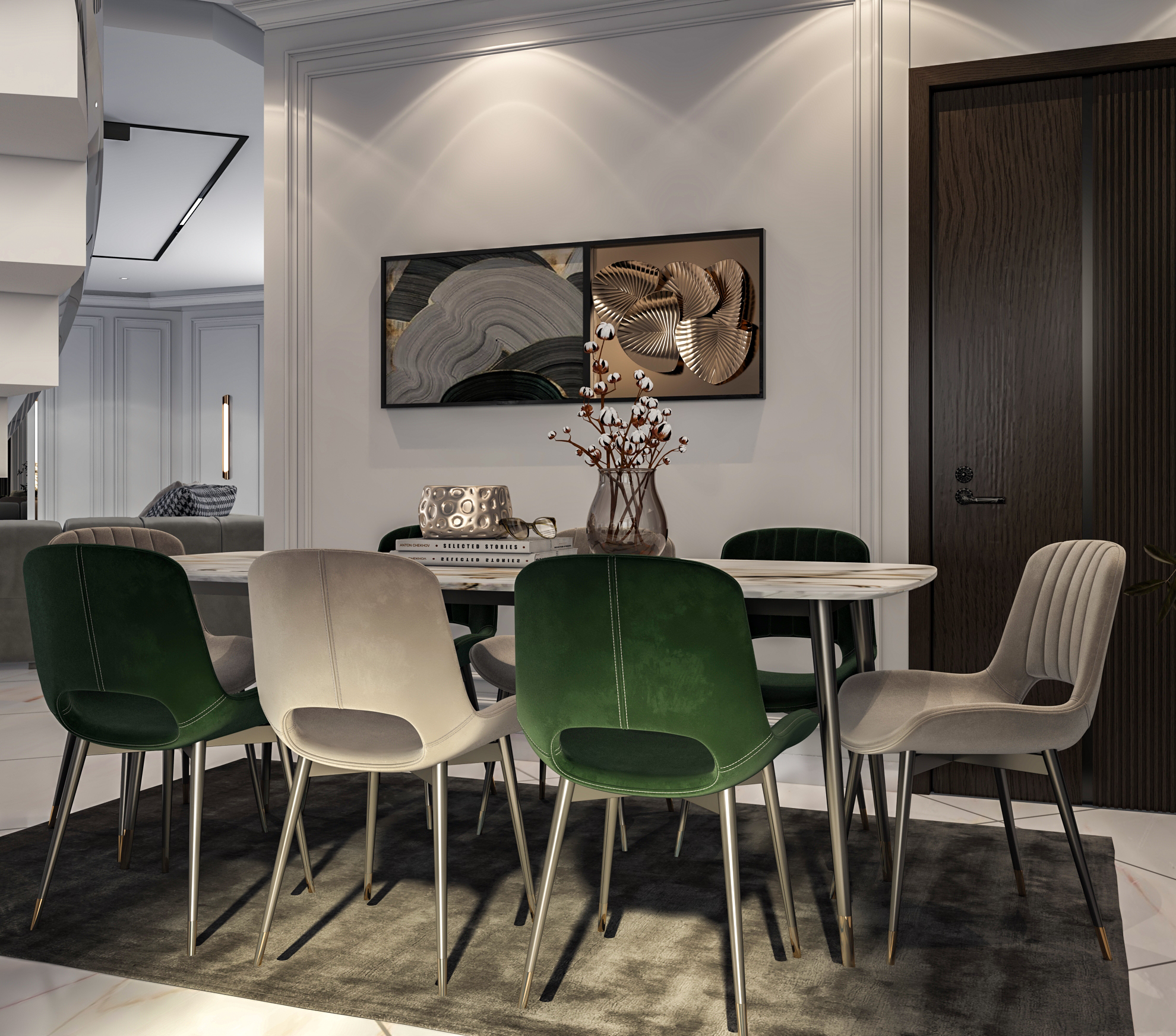 带厨房的新古典风格接待室-11