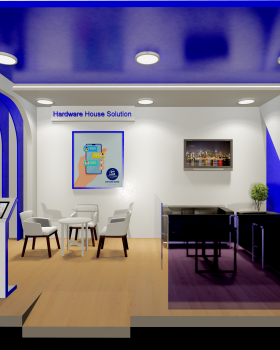 A small booth for electronics company
