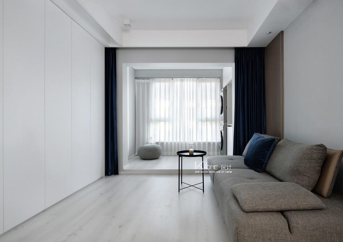 白色简约家居,宝蓝点缀的安静空间-12