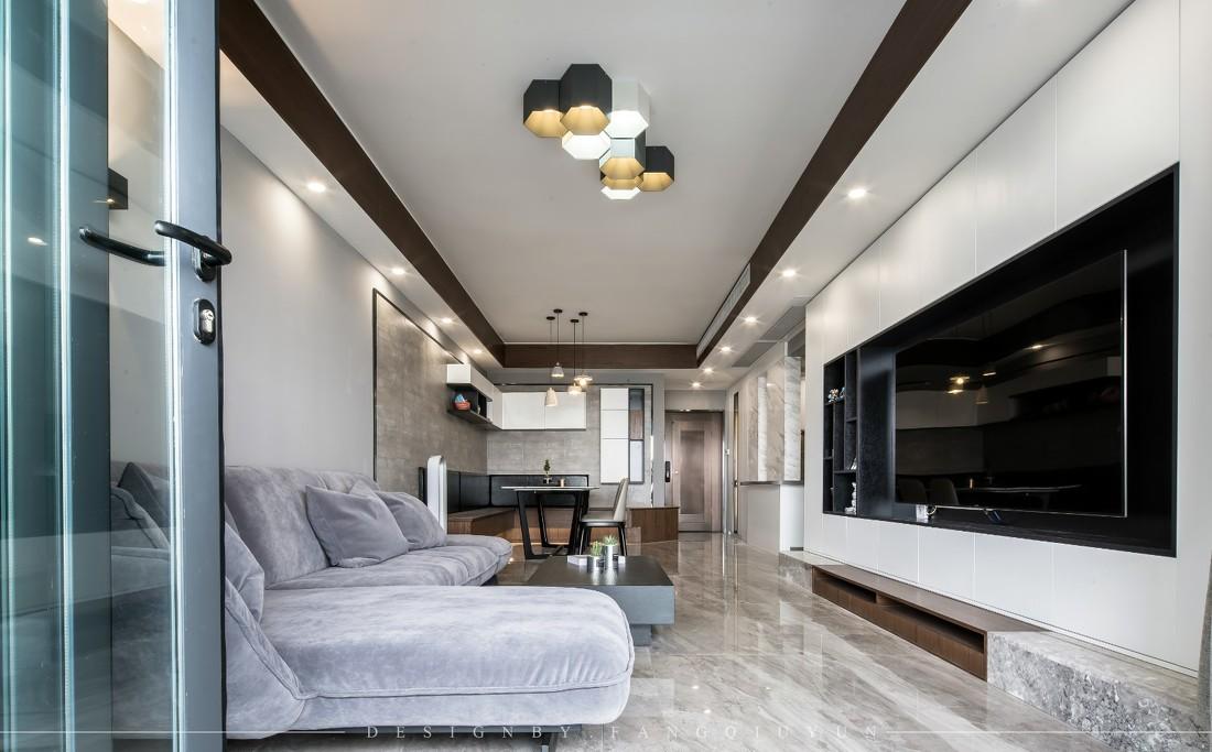 灰色调开放式家居设计,巧妙收纳空间利用-18