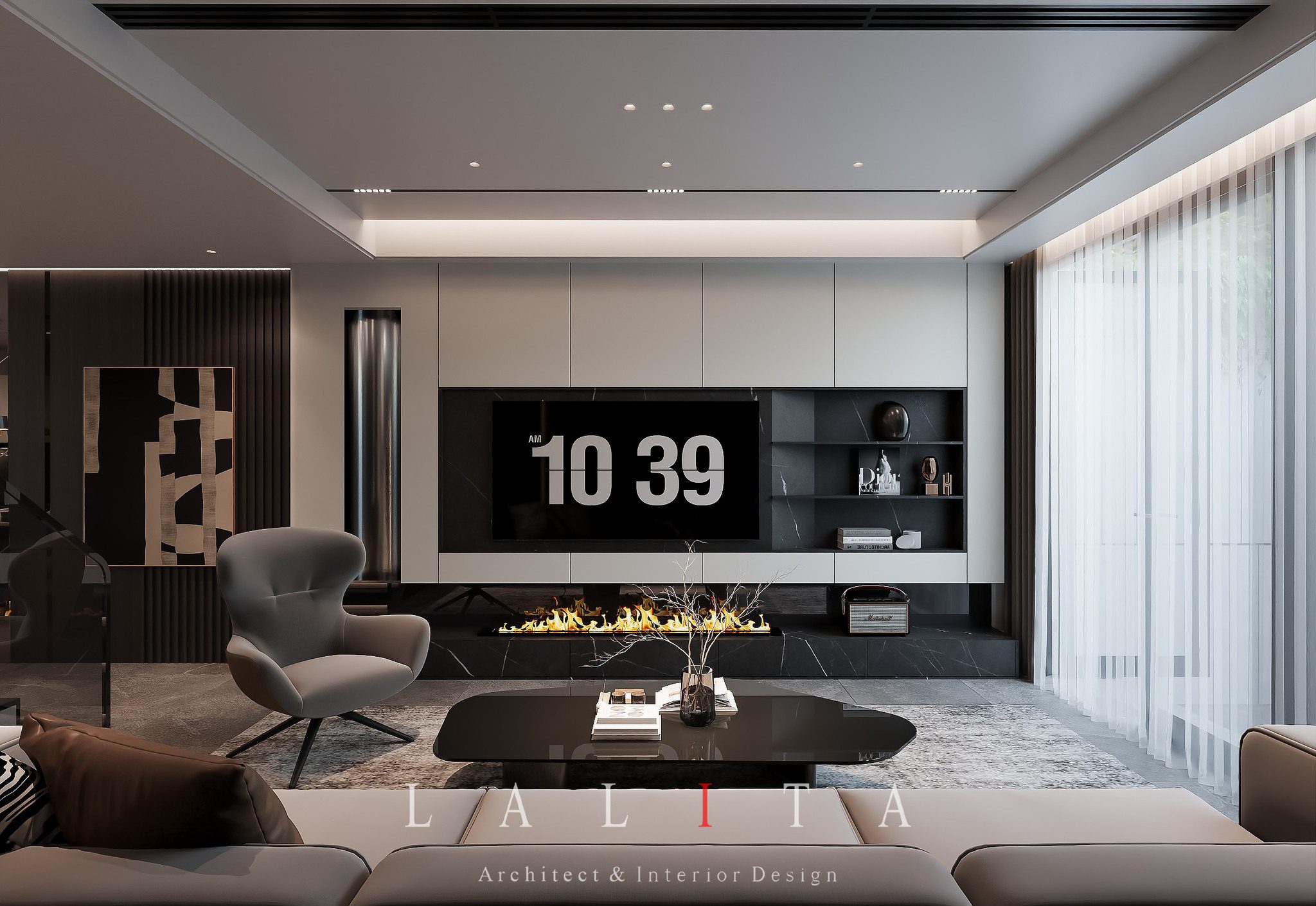 14914. Free Sketchup Living Room- Kitchen Interior-3