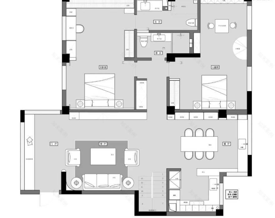 尚成设计 | 260㎡空中别墅的极致生活美学-29