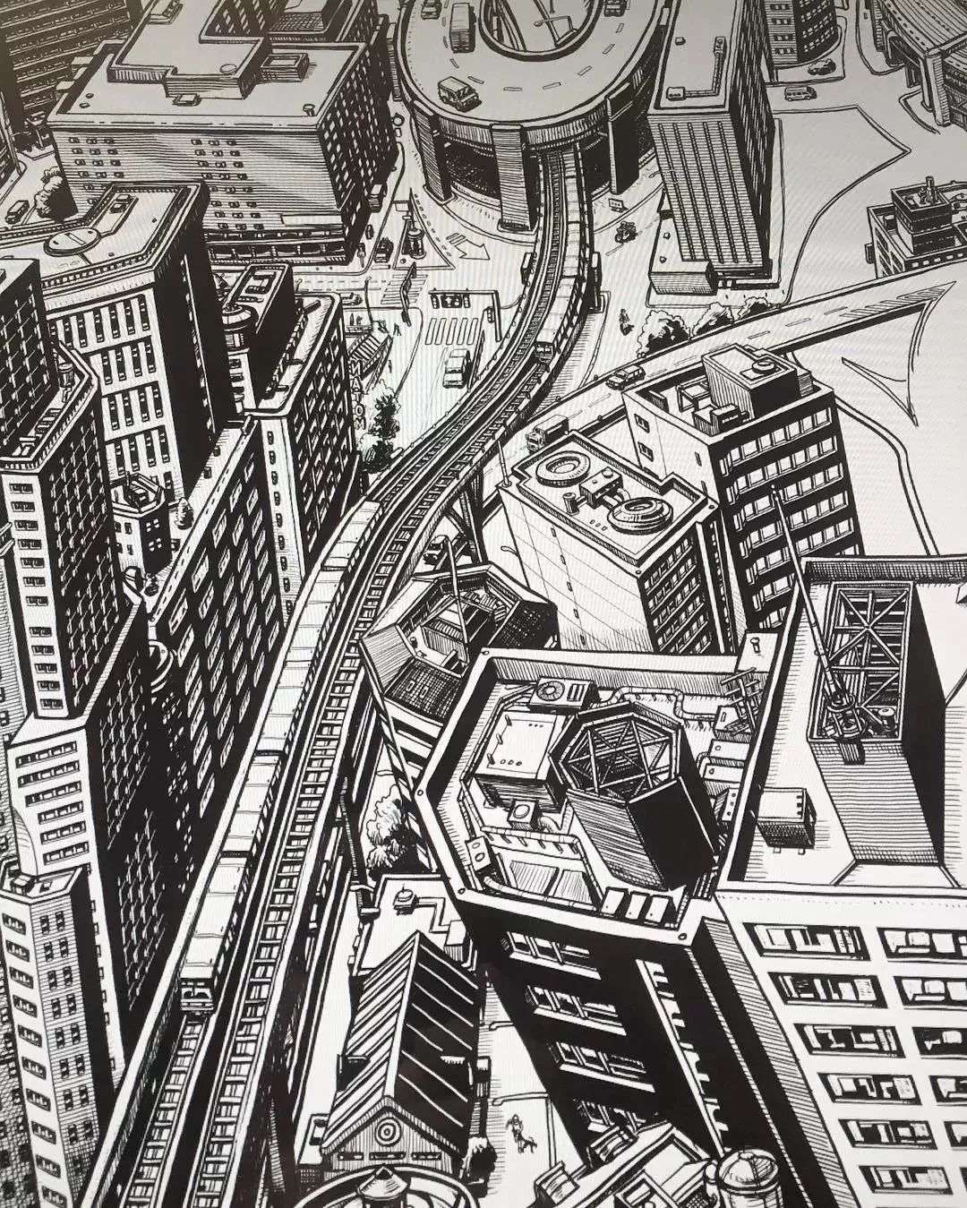 法国艺术家托马斯·达提格斯手绘中国全景建筑,细节震撼!-68