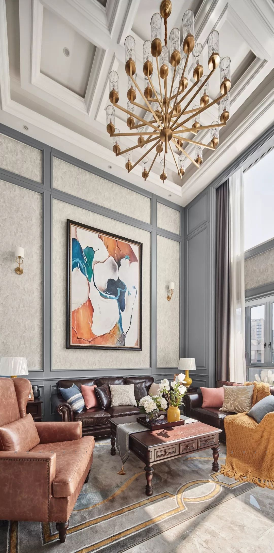 金都西花庭美式雾霾蓝别墅设计丨赵艺哲设计团队-6