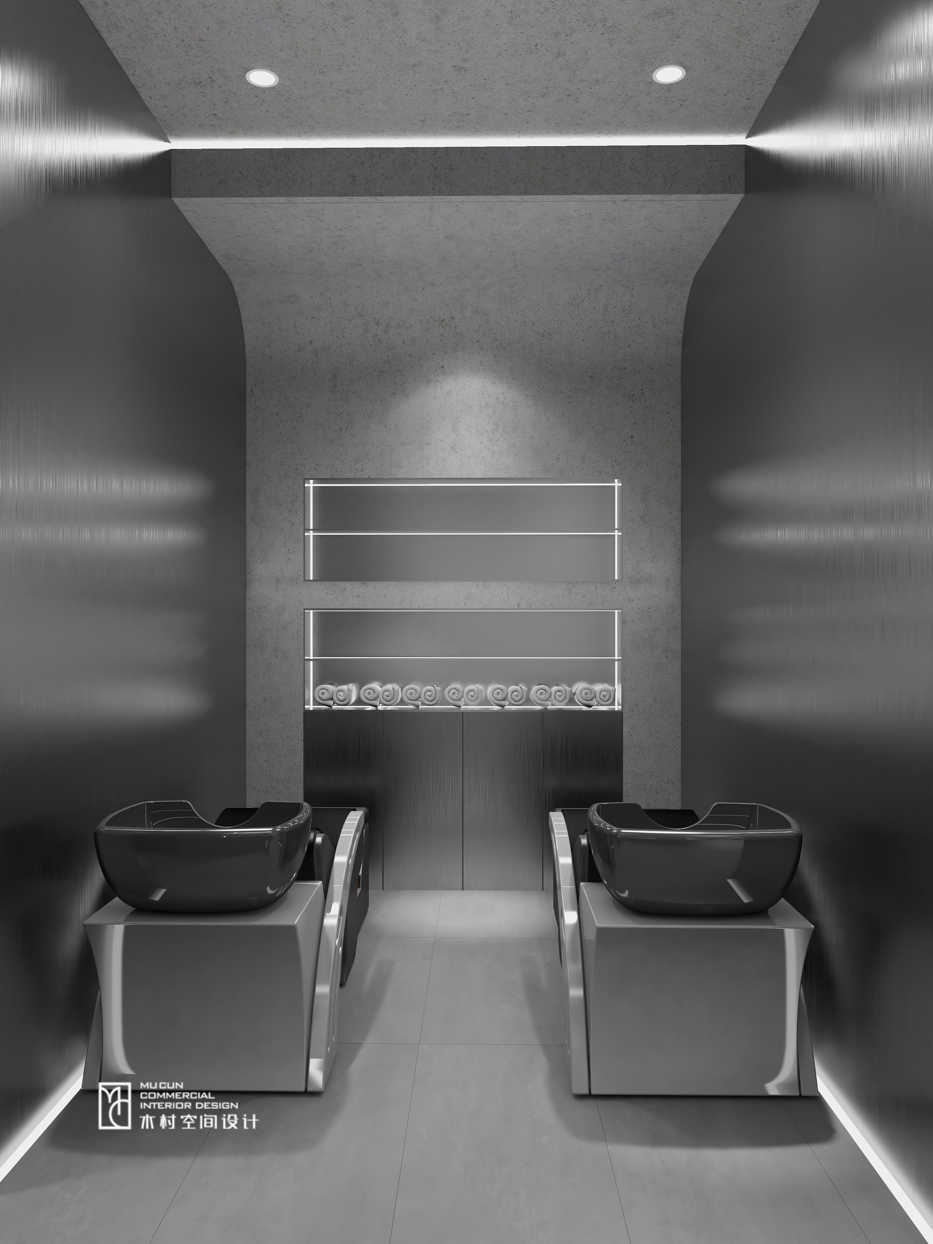 黑白灰理发店设计丨中国无锡丨木村空间美学-21