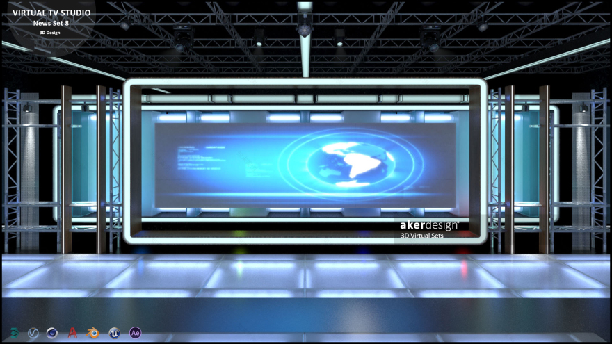 虚拟电视演播室新闻布景 8-11
