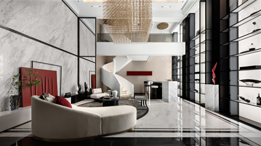 天津中海·津门大院现代法式样板房 | 黑红配色,致敬永恒经典-11