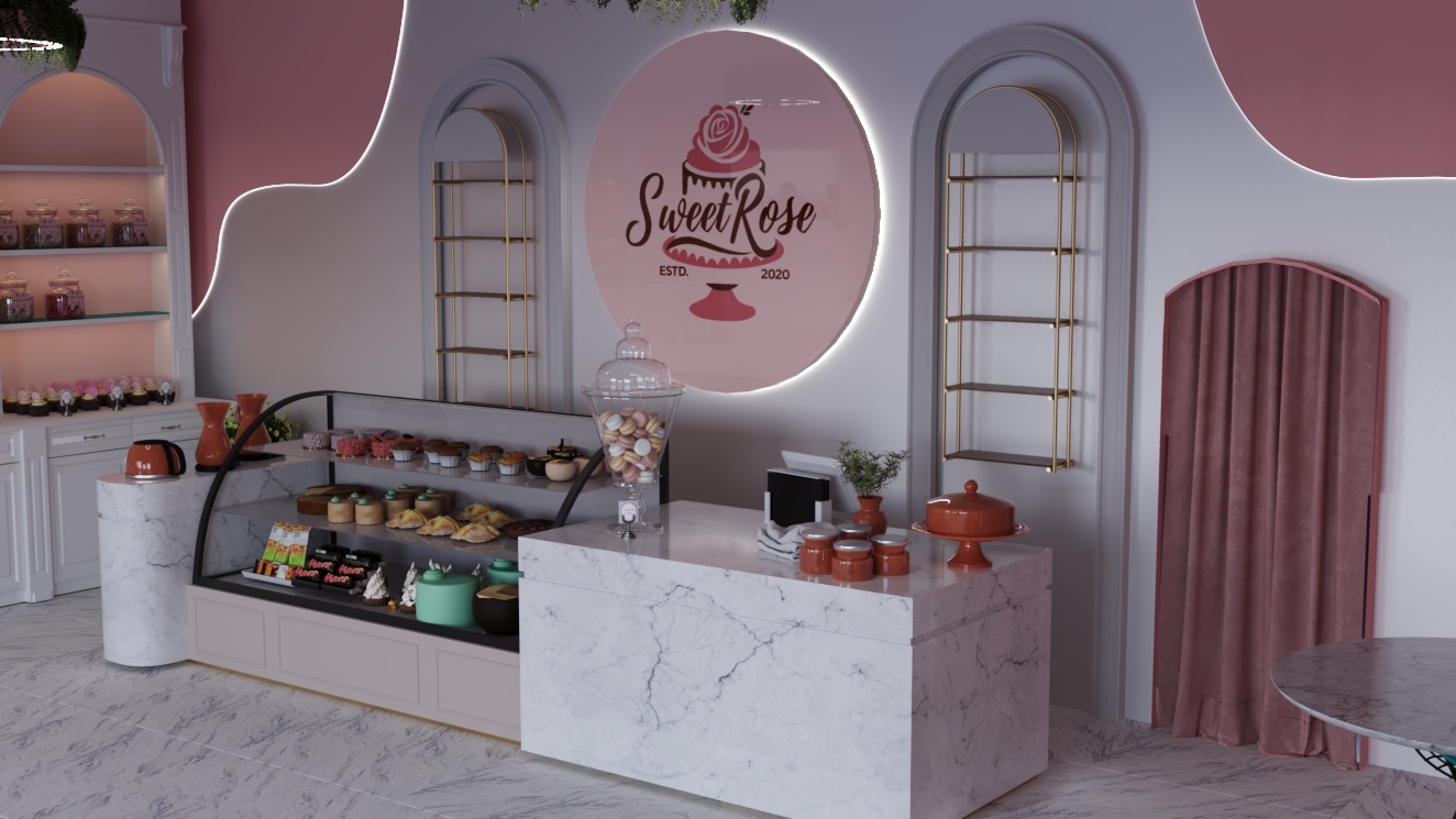 "Sweet Rose” şirniyyat evinin interyer dizayn həlli-1