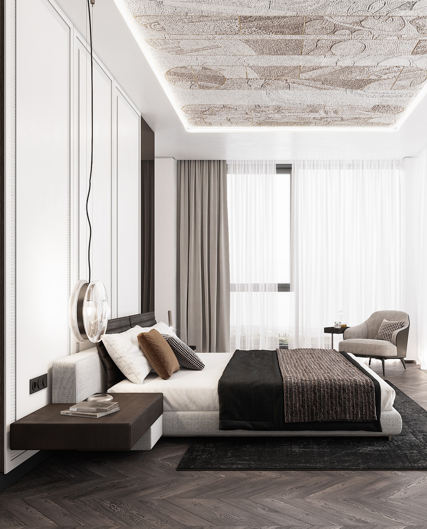 白色大理石与黑色调的搭配设计-10