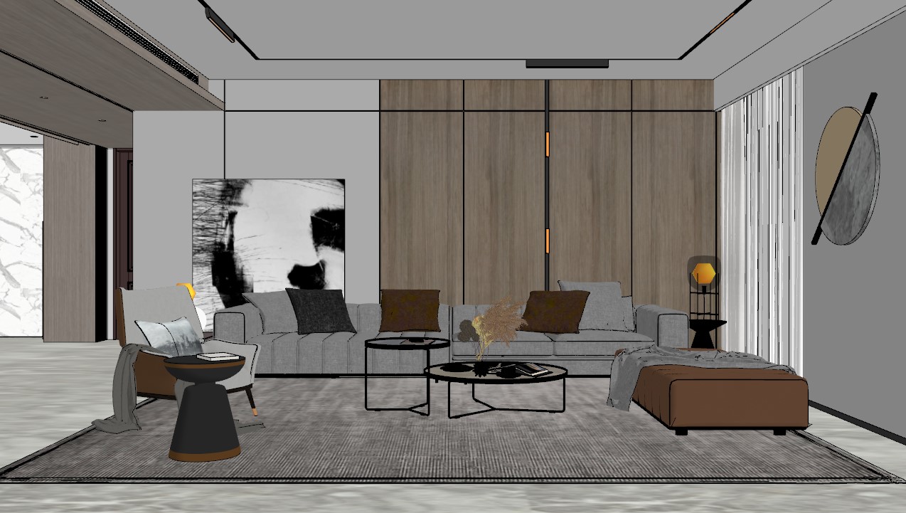 免费的Sketchup客厅模型-2