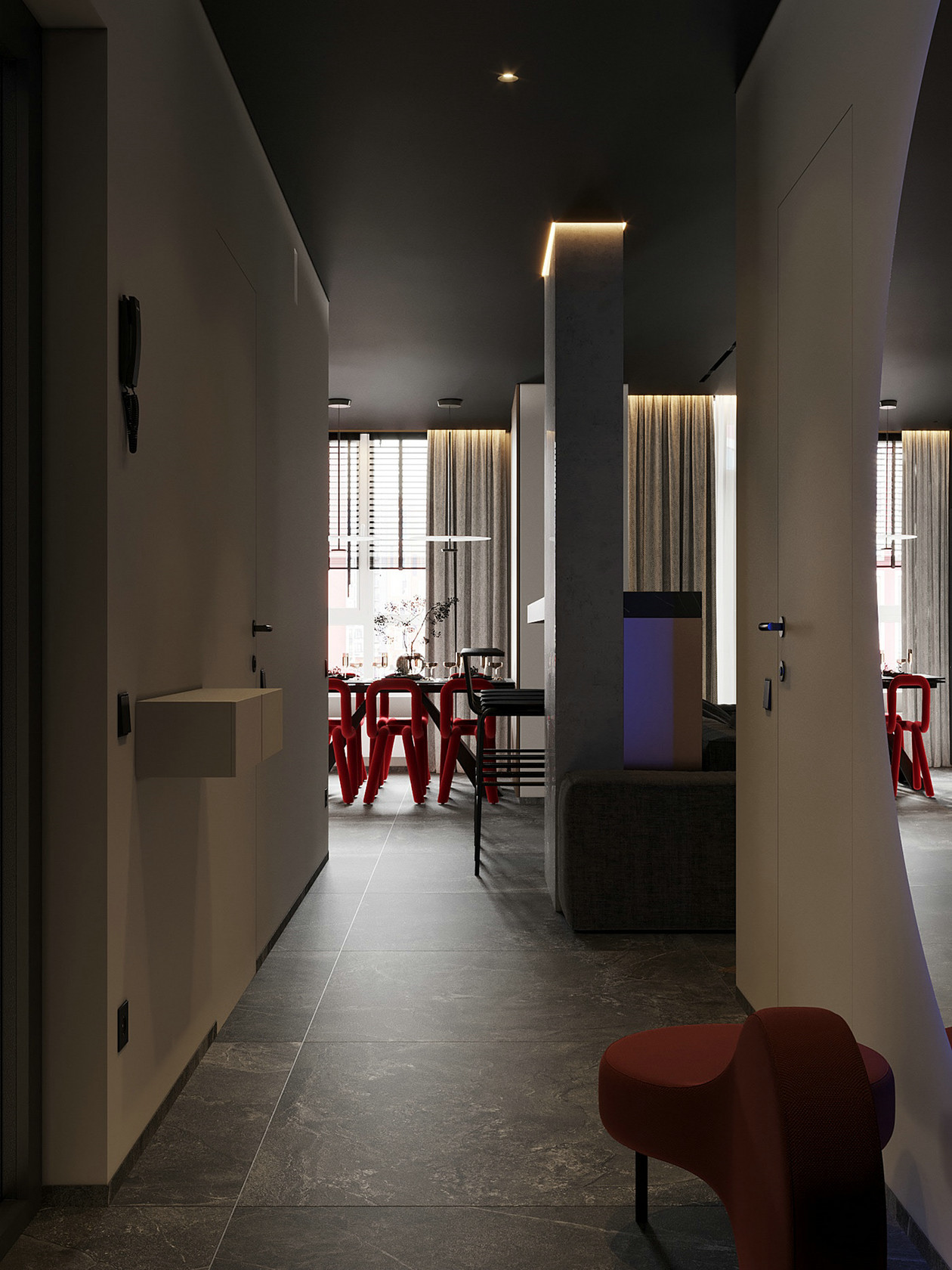 90㎡深色系公寓设计-3