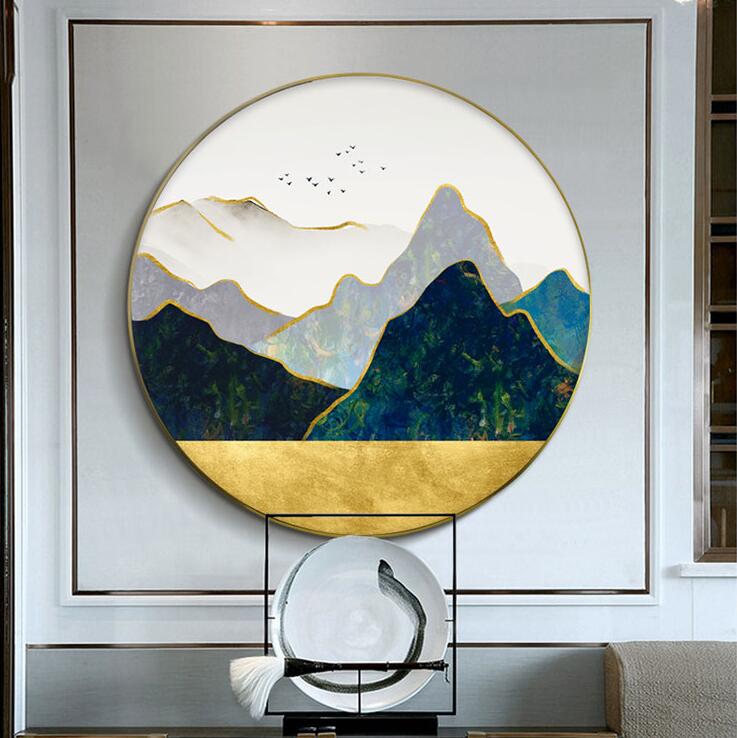 沙发背景墙装饰画玄关圆形画餐厅挂画-6