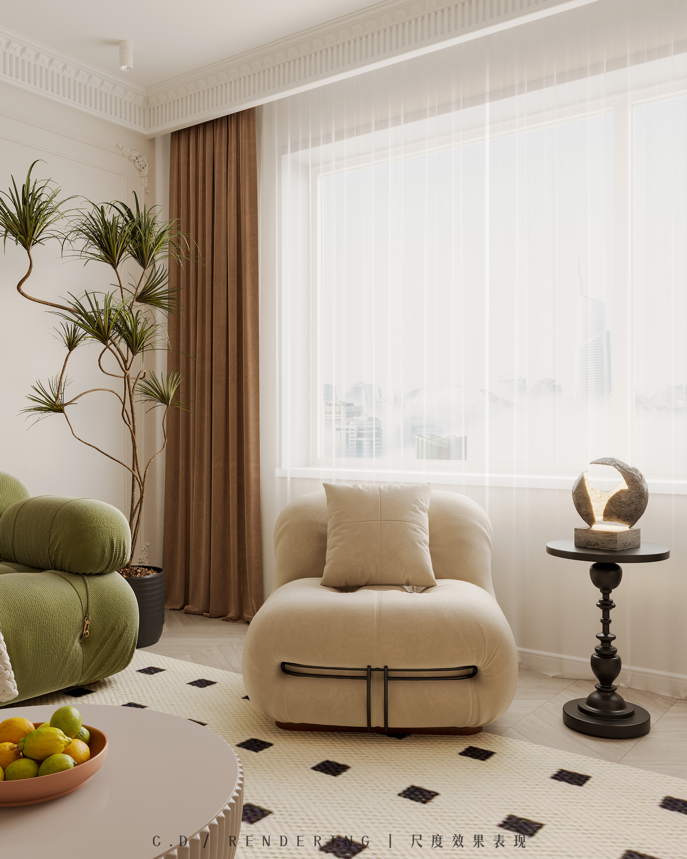 法式奶油风家居渲染-7