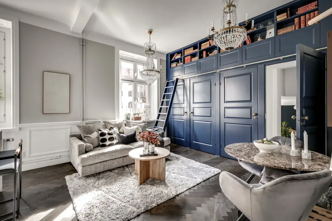 斯德哥尔摩蓝色古典公寓设计-2