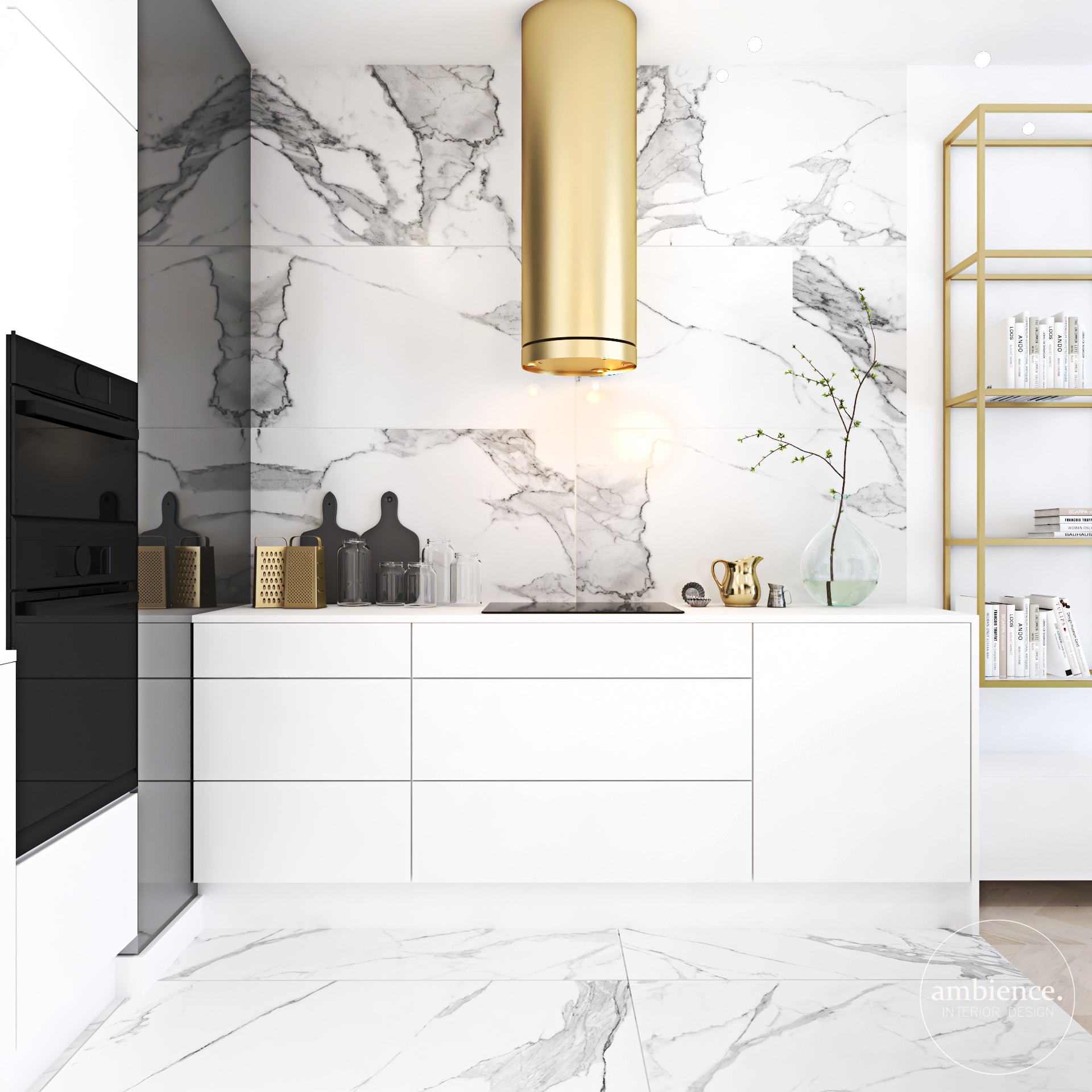 白色和金色的室内装饰丨波兰华沙-18