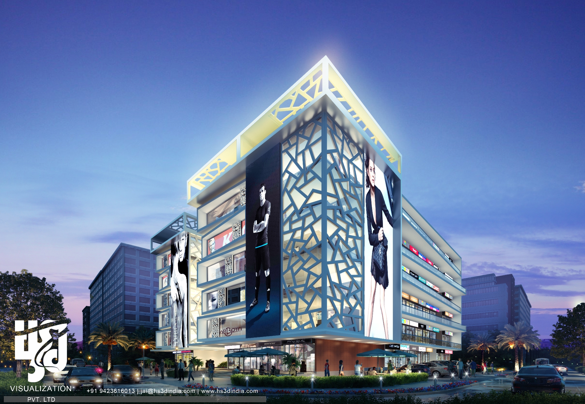 HS 3D 印度打造惊艳夜景商业建筑-25