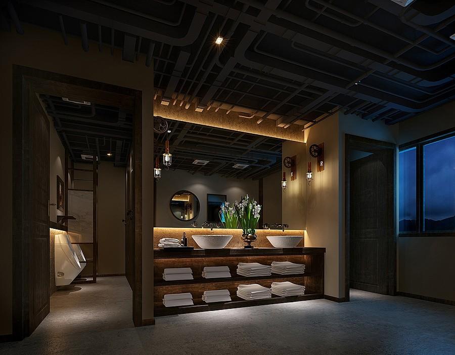 
钢木复古工业自然风格餐厅装修案例 -8