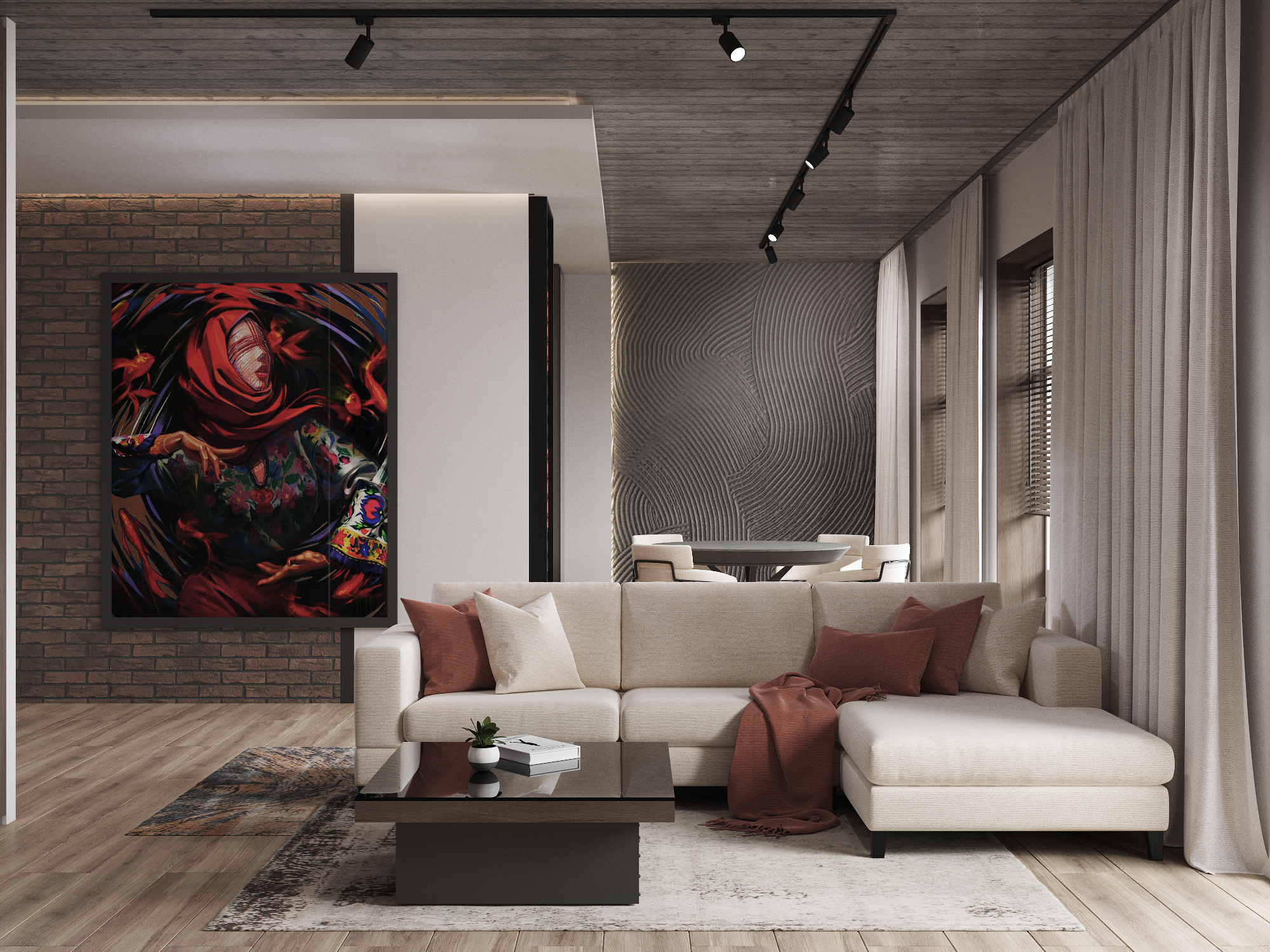 现代阁楼与民族图案-0